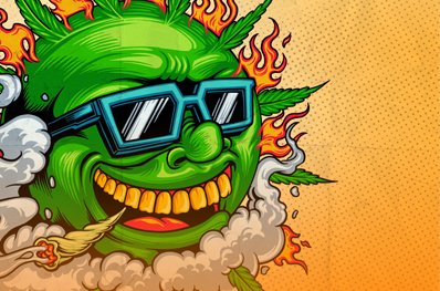 Weed Sun Green Mascot Logo Illustrations