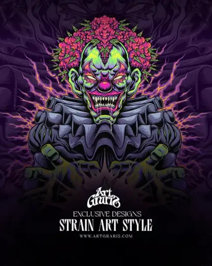 Creepy Clown Weed Monster Circus Cult Halloween Artwork