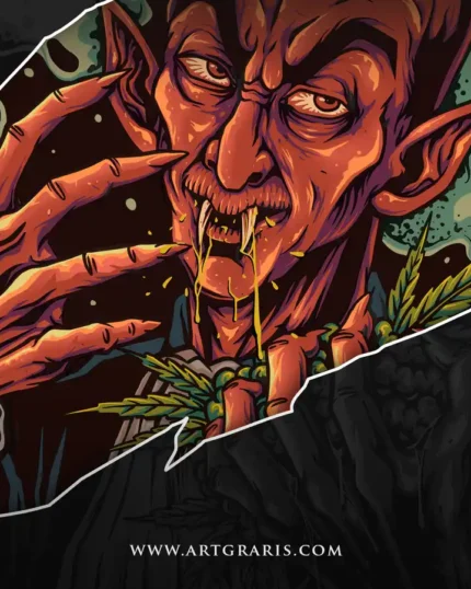 Dracula Is Enjoying A Marijuana Plant Illustrations