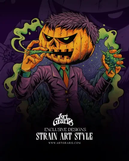 Pumpkin Head Suit Smoker Dank Herb Illustrations