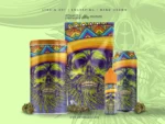 Sombrero skull wearing a festive patterned hat with a beard of aromatic herb buds