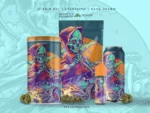 Skulled reaper riding a customized racing vehicle with bright orange and green smoke Pack