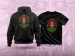 Sugar skull herb goddess with rose crown for apparel design