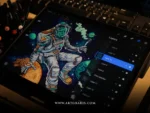 Frankenstein strain artwork: a stitched creation taking shape on a digital tablet with layers.