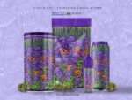 Ghost OG strain artwork of purple ghouls screaming through haunted pumpkin patches.