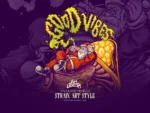 Jolly santa lounging on a giant magic mushroom smoking a joint in festive strain art style